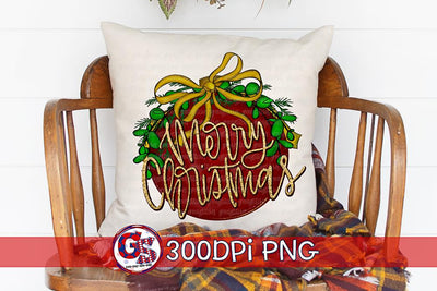 Merry Christmas Ornament PNG for Sublimation Sublimation Greedy Stitches 