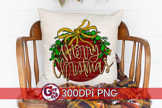 Merry Christmas Ornament PNG for Sublimation Sublimation Greedy Stitches 
