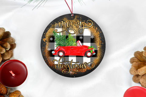 Merry Christmas Ornament Sublimation I Holiday Ornament PNG Sublimation Happy Printables Club 