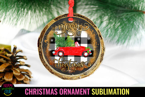 Merry Christmas Ornament Sublimation I Holiday Ornament PNG Sublimation Happy Printables Club 