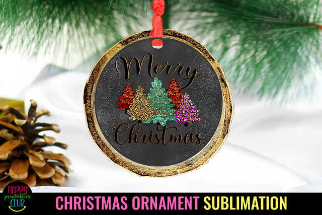 Merry Christmas Ornament Sublimation I Holiday Ornament PNG Sublimation Happy Printables Club 