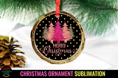 Merry Christmas Ornament Sublimation I Holiday Ornament PNG Sublimation Happy Printables Club 