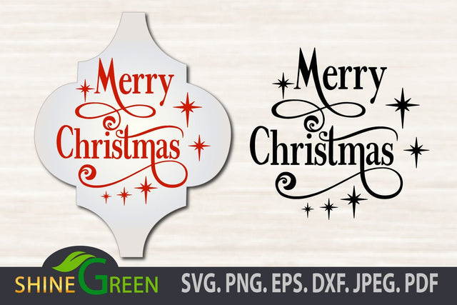 Merry Christmas Ornament SVG Arabesque Cut File SVG Shine Green Art 
