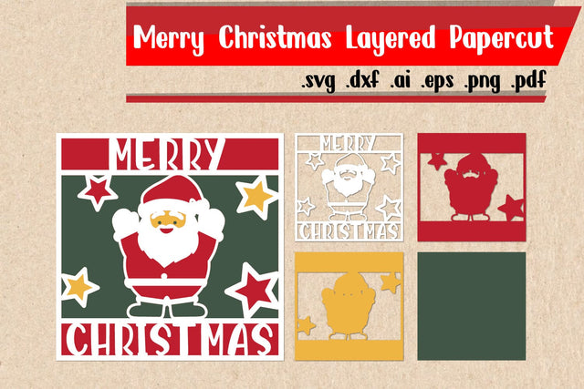 Merry Christmas Papercut Layered 3D Paper zafrans studio 