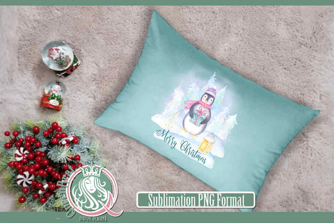Merry Christmas Penguin Sublimation Sublimation QueenBrat Digital Designs 