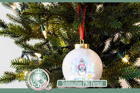 Merry Christmas Penguin Sublimation Sublimation QueenBrat Digital Designs 