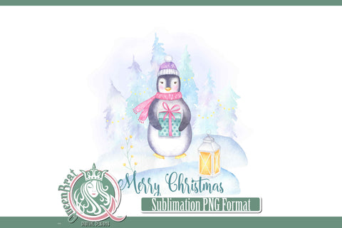 Merry Christmas Penguin Sublimation Sublimation QueenBrat Digital Designs 
