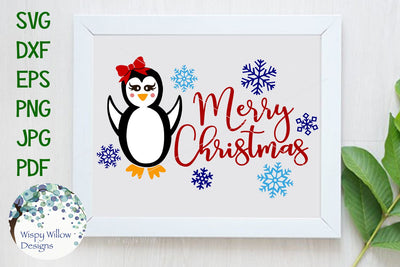 Merry Christmas Penguin SVG Wispy Willow Designs 