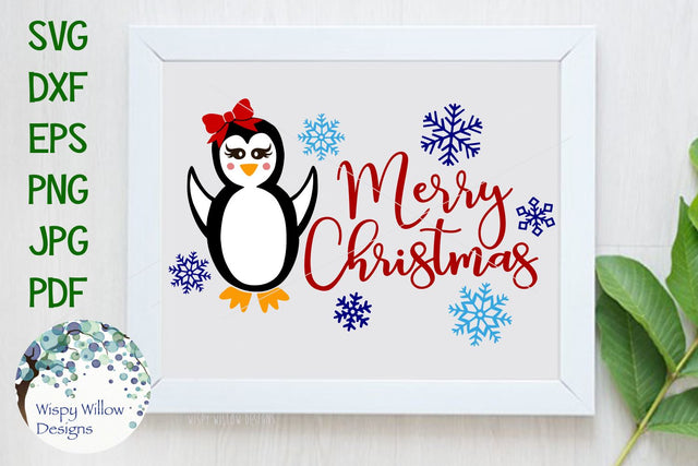 Merry Christmas Penguin SVG Wispy Willow Designs 