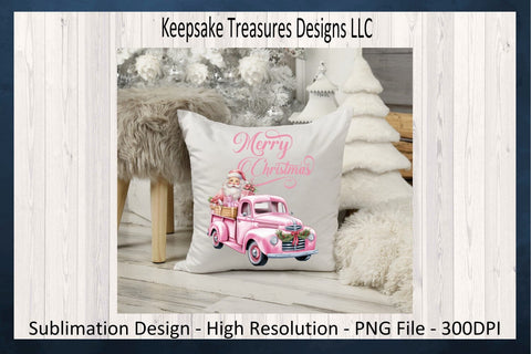 Merry Christmas Pink Santa Claus Truck, Pink Santa Claus, Santa Claus PNG, Christmas Sublimation Design, PNG Printable, Digital Download Sublimation Keepsake Treasures Designs LLC. 