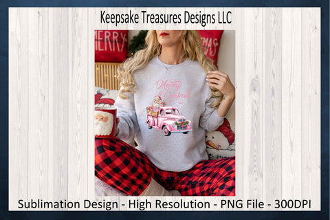 Merry Christmas Pink Santa Claus Truck, Pink Santa Claus, Santa Claus PNG, Christmas Sublimation Design, PNG Printable, Digital Download Sublimation Keepsake Treasures Designs LLC. 