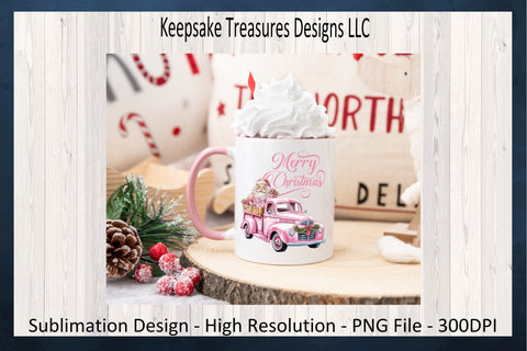 Merry Christmas Pink Santa Claus Truck, Pink Santa Claus, Santa Claus PNG, Christmas Sublimation Design, PNG Printable, Digital Download Sublimation Keepsake Treasures Designs LLC. 