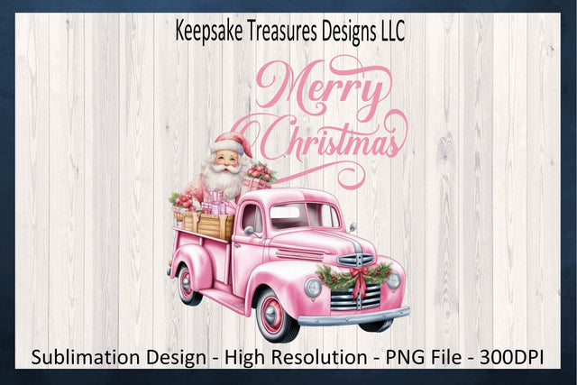 Merry Christmas Pink Santa Claus Truck, Pink Santa Claus, Santa Claus PNG, Christmas Sublimation Design, PNG Printable, Digital Download Sublimation Keepsake Treasures Designs LLC. 