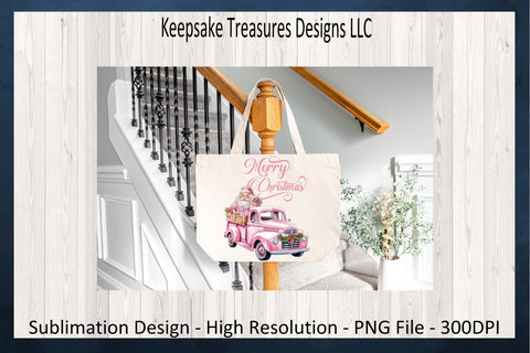 Merry Christmas Pink Santa Claus Truck, Pink Santa Claus, Santa Claus PNG, Christmas Sublimation Design, PNG Printable, Digital Download Sublimation Keepsake Treasures Designs LLC. 