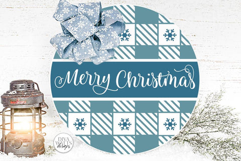 Merry Christmas Plaid Pattern SVG | Round Winter Welcome Design SVG Diva Watts Designs 