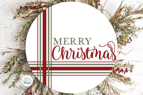 Merry Christmas Plaid SVG | Farmhouse Round Design SVG Diva Watts Designs 