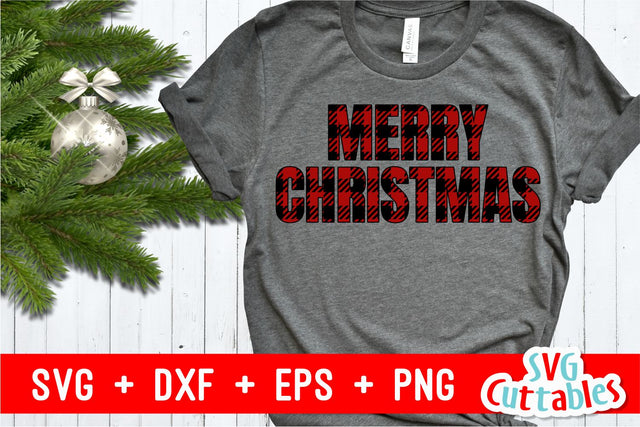 Merry Christmas Plaid SVG Svg Cuttables 