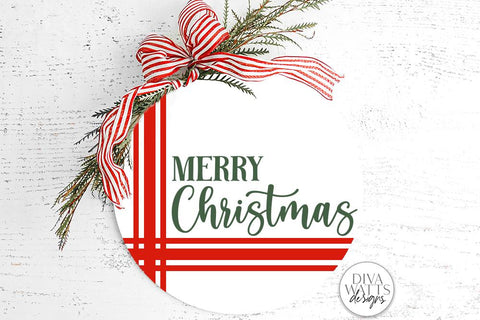 Merry Christmas Plaid SVG | Winter Round Sign Design SVG Diva Watts Designs 
