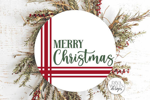 Merry Christmas Plaid SVG | Winter Round Sign Design SVG Diva Watts Designs 