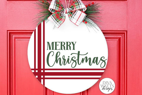 Merry Christmas Plaid SVG | Winter Round Sign Design SVG Diva Watts Designs 