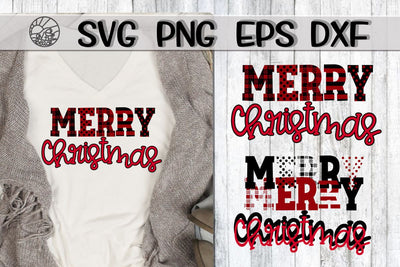 Merry Christmas - Plaid Trees - Cross - SVG PNG EPS DXF SVG On the Beach Boutique 