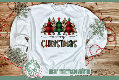 Merry Christmas Plaid Trees Sublimation Sublimation QueenBrat Digital Designs 