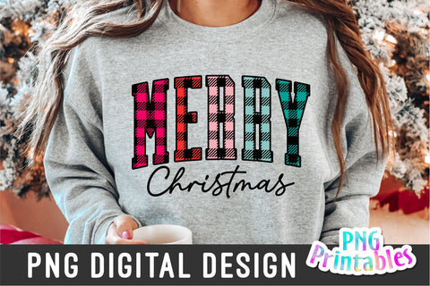 Merry Christmas png - Christmas Sublimation - Merry Christmas plaid png Print File For Sublimation Or Print - Digital Download Sublimation Svg Cuttables 