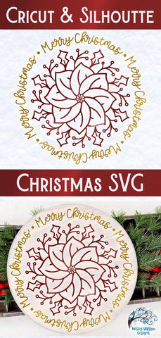 Merry Christmas Poinsettia SVG SVG Wispy Willow Designs 