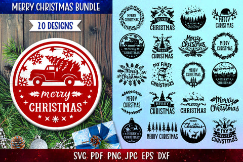 Merry Christmas Quote Bundle SVG | Christmas Round Sign SVG SVG goodfox86 