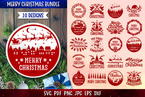 Merry Christmas Quote Bundle SVG | Christmas Round Sign SVG SVG goodfox86 