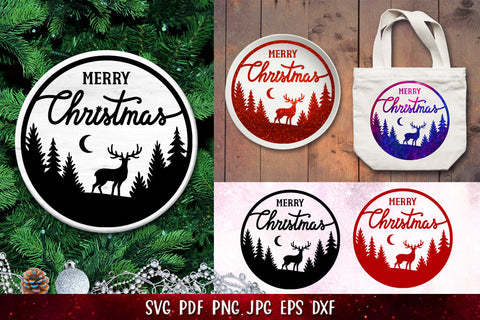 Merry Christmas Quote Bundle SVG | Christmas Round Sign SVG SVG goodfox86 
