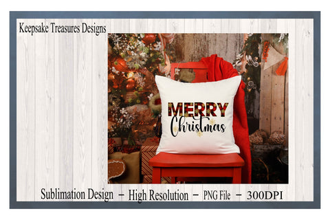 Merry Christmas, Red Buffalo Plaid, Sublimation PNG Design Sublimation Keepsake Treasures Designs LLC. 