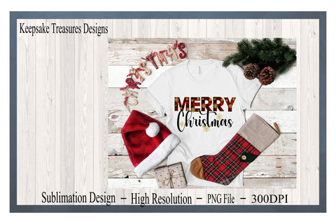 Merry Christmas, Red Buffalo Plaid, Sublimation PNG Design Sublimation Keepsake Treasures Designs LLC. 