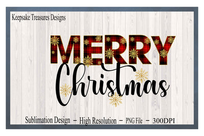 Merry Christmas, Red Buffalo Plaid, Sublimation PNG Design Sublimation Keepsake Treasures Designs LLC. 