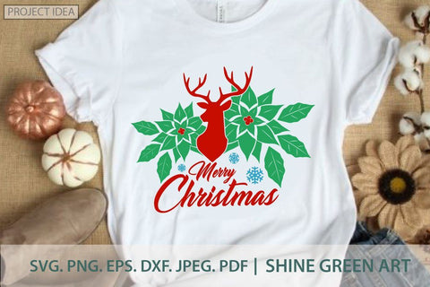 Merry Christmas Reindeer SVG SVG Shine Green Art 