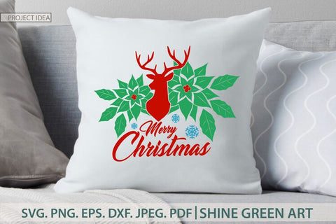 Merry Christmas Reindeer SVG SVG Shine Green Art 