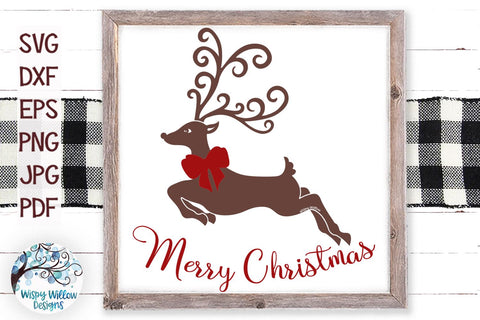 Merry Christmas Reindeer SVG SVG Wispy Willow Designs 
