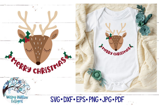 Merry Christmas Reindeer SVG SVG Wispy Willow Designs 