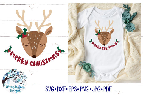 Merry Christmas Reindeer SVG SVG Wispy Willow Designs 