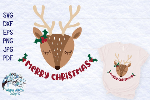 Merry Christmas Reindeer SVG SVG Wispy Willow Designs 