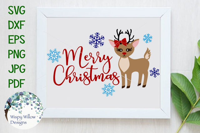 Merry Christmas Reindeer SVG Wispy Willow Designs 
