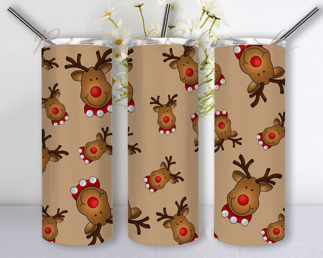 Merry Christmas Reindeers Tumbler Christmas Tumbler 20 oz Skinny Sublimation Design, Movie Characters Tumbler Straight and Tapered PNG Sublimation PixelChick 