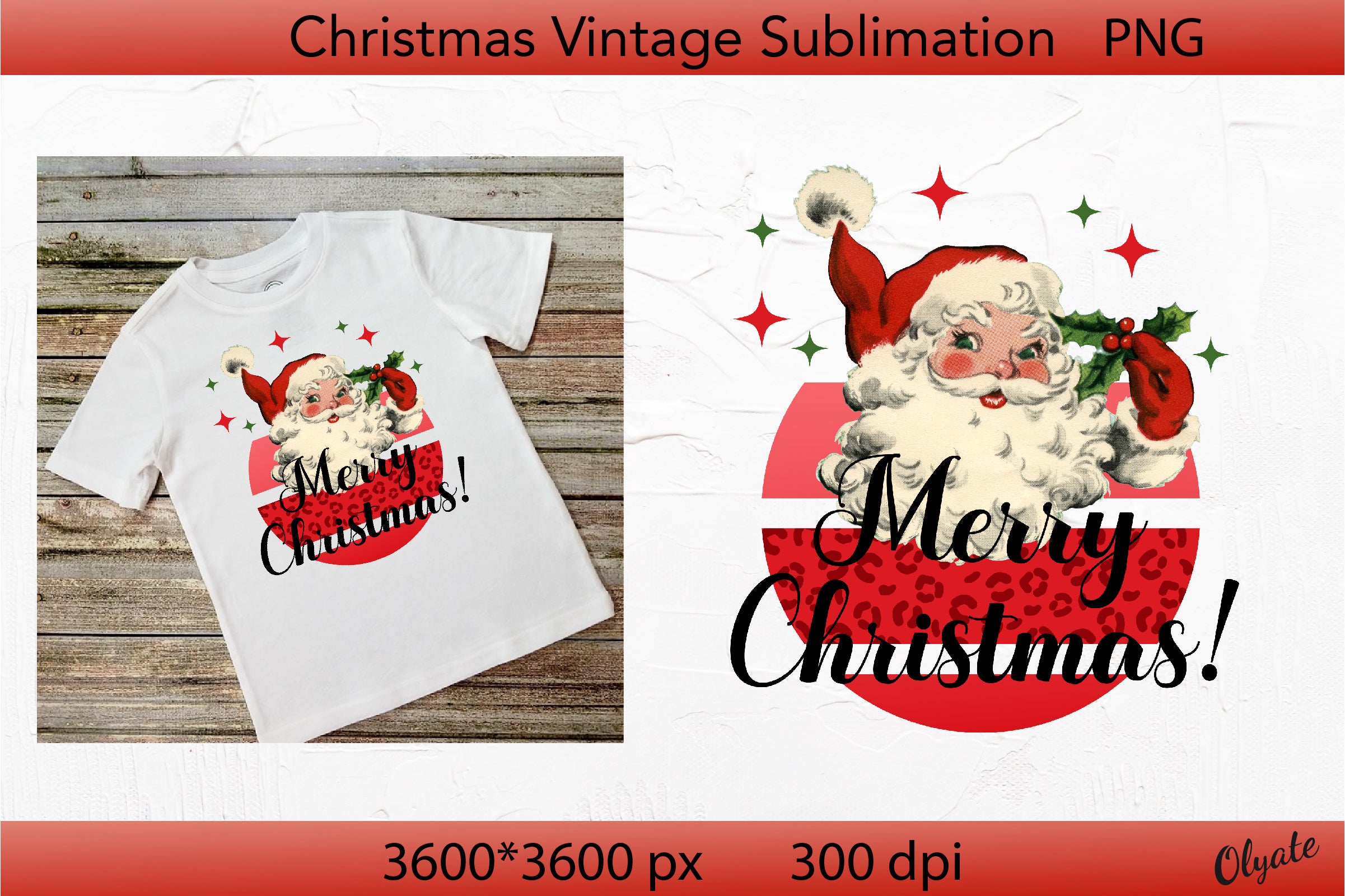 Stay Merry and Bright Santa Claus Retro Ready to Press Sublimation Tra –  Farmhouse Vinyl Co