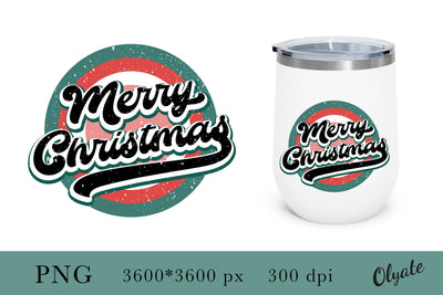 Merry Christmas Retro Sublimation. Christmas Round Sign. SVG Olga Terlyanskaya 