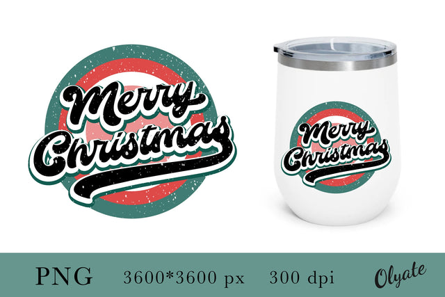 Merry Christmas Retro Sublimation. Christmas Round Sign. SVG Olga Terlyanskaya 