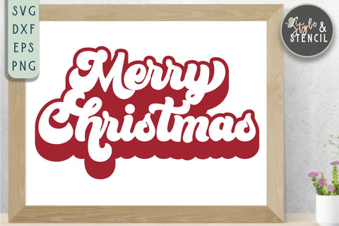Merry Christmas Retro SVG SVG Style and Stencil 