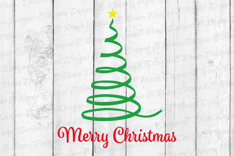 Merry Christmas Ribbon Tree SVG | Christmas SVG SVG B Renee Design 