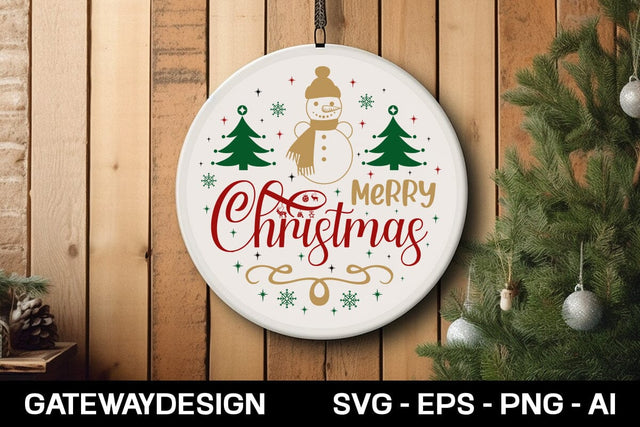 Merry Christmas Round Sign Design SVG designmaster24 