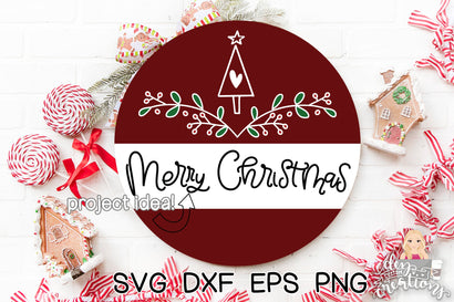 Merry Christmas Round Sign Design SVG Dez Custom Creations 