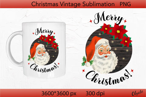 Merry Christmas Round Sign PNG. Vintage Santa Sublimation Sublimation Olga Terlyanskaya 